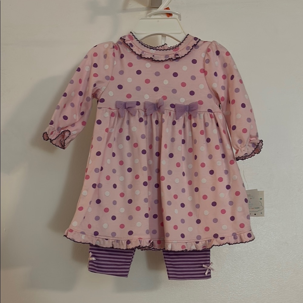Pink and Purple Polka Dot outfit, 0-3 months, NWT